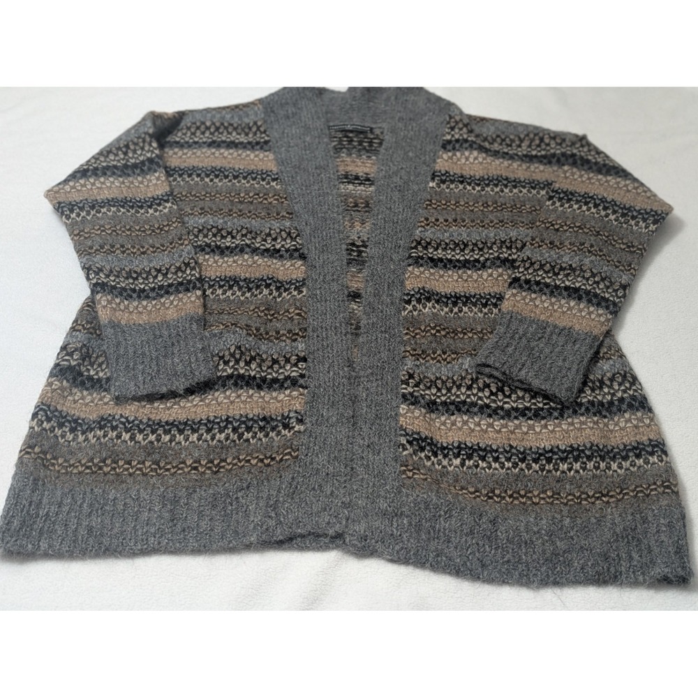 Peruvian Connection Open Cardigan Women's Med Baby Alpaca Wool Boho Stripe Tunic